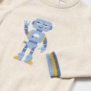 Baby Boys Robot Sweater Beige Cotton Blend Mayoral 722680 640x