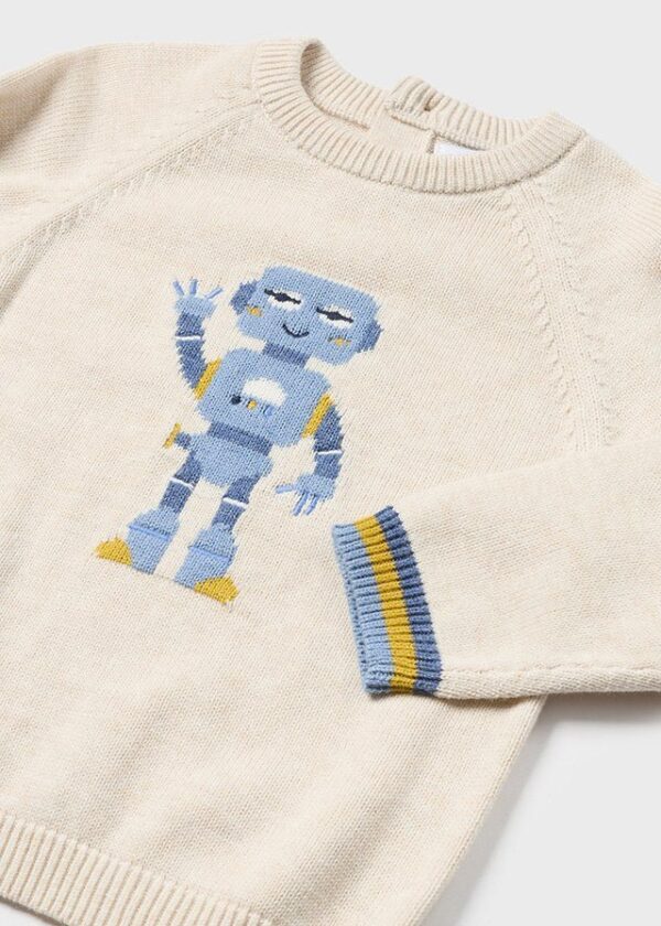 Baby Boys Robot Sweater Beige Cotton Blend Mayoral 722680 640x