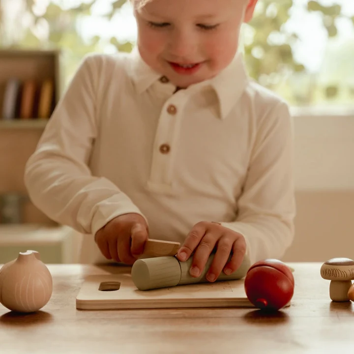 0029914 Houten Snijgroenten Met Klittenband Verbinding